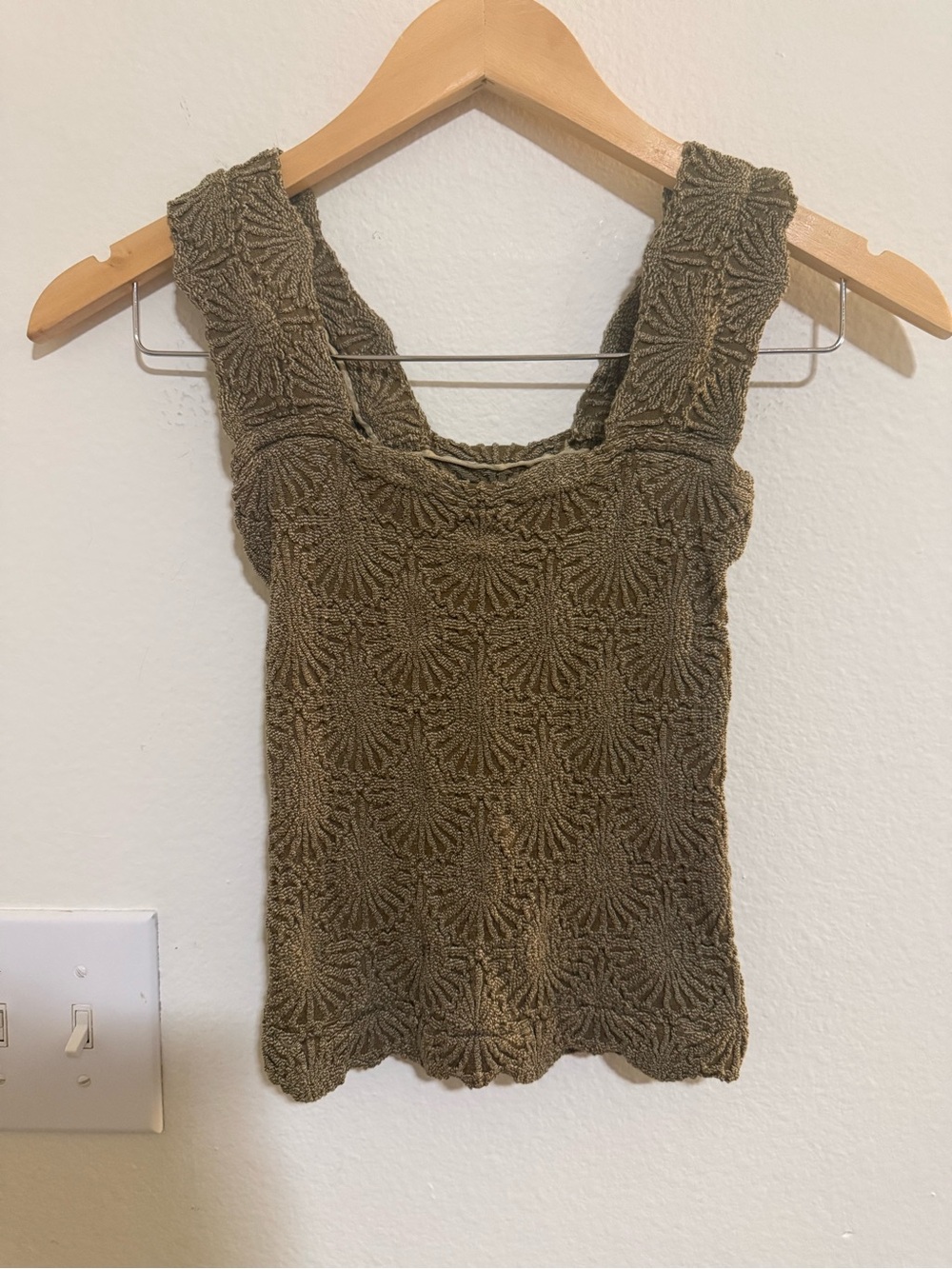 Free People Olive Green Textured Sleeveless Knit Tank